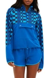 Beach Riot Atticus Moisture Wicking Pullover Jacket In Imperial Blue Check