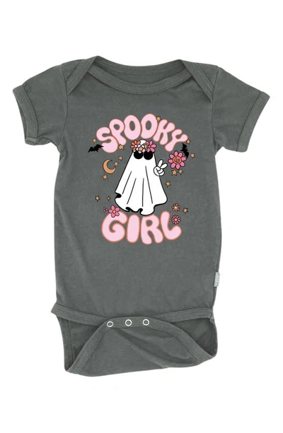 Feather 4 Arrow Babies' Spooky Girl Cotton Graphic Bodysuit In Charcoal