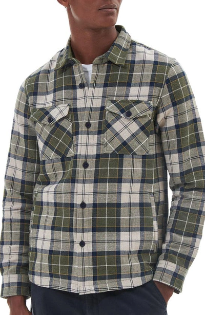 Barbour Cannich Plaid Flannel Button-up Overshirt In Forest Mist Tartan