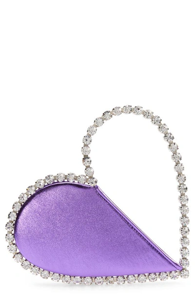 L'alingi Love Heart-shaped Metallic Clutch Bag In Purple