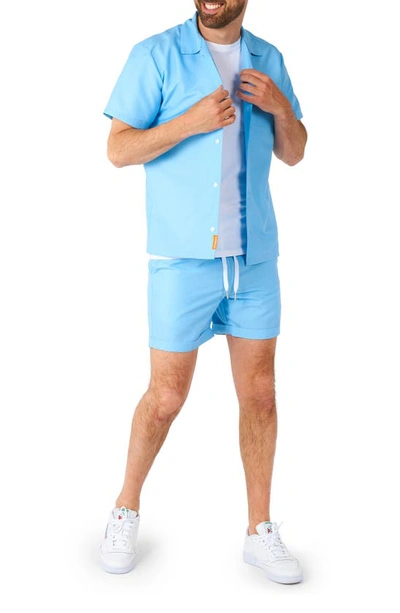 Opposuits Cool Blue Short Sleeve Camp Shirt & Drawstring Shorts Set