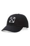 Off-white Arrow Drill Embroidered Baseball Cap In Black/ White