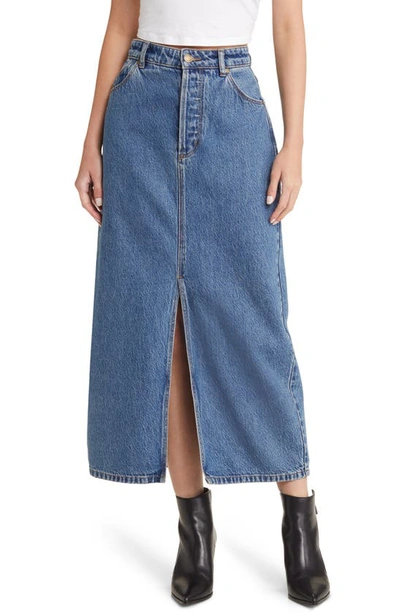 Rolla's Chicago Denim Maxi Skirt In Mid Vintage Blue