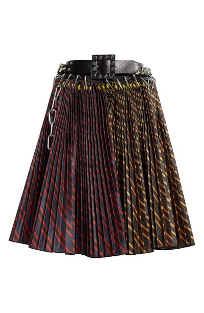 Chopova Lowena Fugen Carabiner Stripe Pleated Skirt In Multicolour
