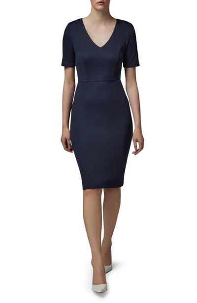 Lk Bennett Natasha V-neck Sheath Dress In Navy
