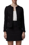 Lk Bennett Womens Bla-black Charlie Collarless Tweed Jacket In Black