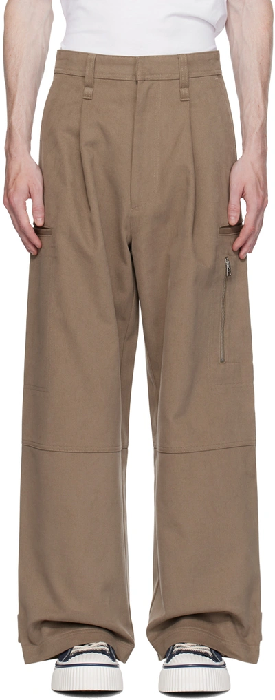 Ami Alexandre Mattiussi Taupe Paneled Cargo Pants In Taupe/281