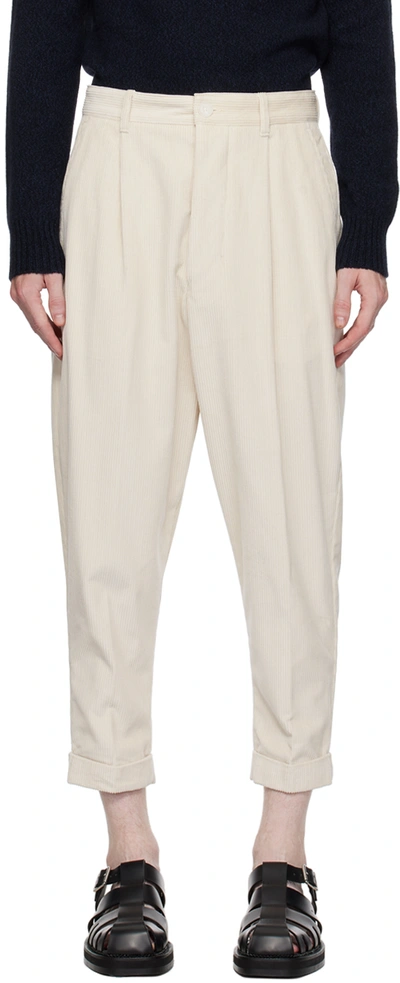 Ami Alexandre Mattiussi Off-white Carrot Oversized Trousers In Ivory/185