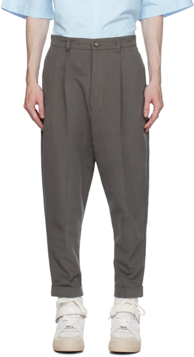 Ami Alexandre Mattiussi Gray Carrot Oversized Trousers In Mineral Grey/087
