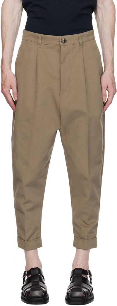 AMI ALEXANDRE MATTIUSSI TAUPE CARROT OVERSIZED TROUSERS