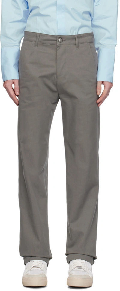 Ami Alexandre Mattiussi Grey Creased Trousers In Mineral Grey/087