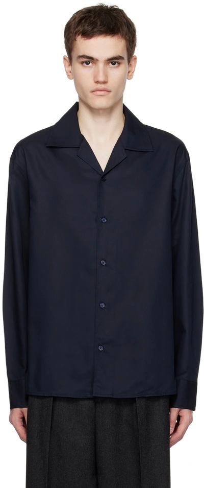 Filippa K Notched-collar Long-sleeve Shirt In Blau