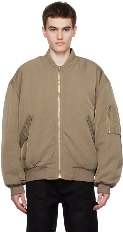 Filippa K Taupe Crinkled Bomber Jacket In Brown