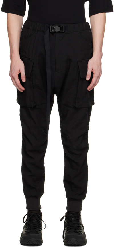 The Viridi-anne Black Belted Cargo Trousers In A-black