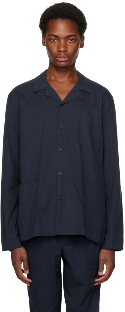 Sunspel Navy Buttoned Pyjama Shirt In Navy9