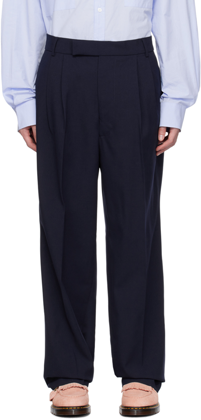 The Frankie Shop Navy Beo Trousers In Blue