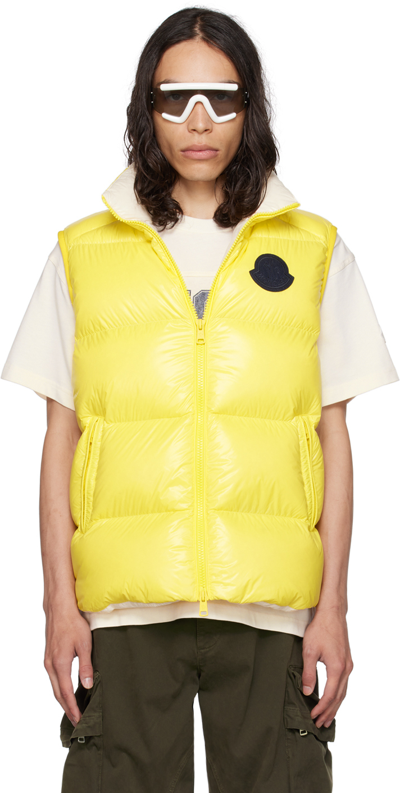 Moncler Sumido Logo-patch Down Vest In Yellow