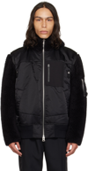 SACAI BLACK ZIP BOMBER JACKET