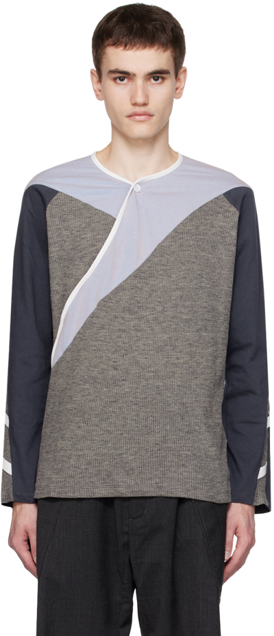 Kiko Kostadinov Gray Remus Long Sleeve T-shirt In Ash Grey/ Powder/ Dim Grey