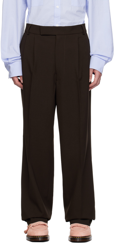 The Frankie Shop Brown Beo Trousers In Dark Expresso
