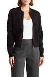 By Design Jenny Double Knit Bomber Jacket In Black