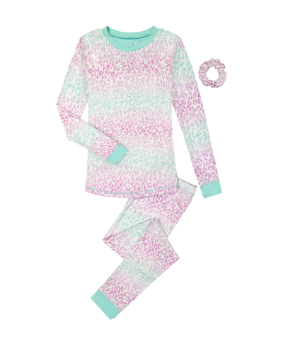 Max & Olivia Big Girls Tight Fit Pajama Top, Pants And Scrunchie, 3 Piece Set In Multi