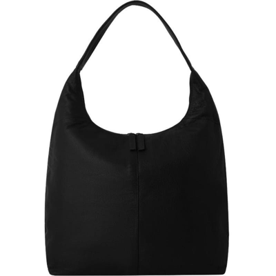 Brix + Bailey Black Zip Top Leather Hobo Shoulder Bag