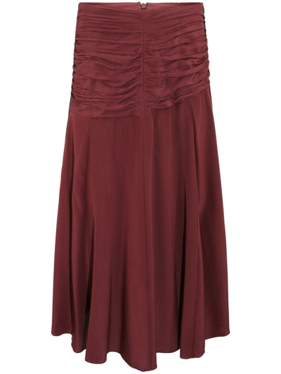 Ulla Johnson Imani Ruched Midi Skirt In Red