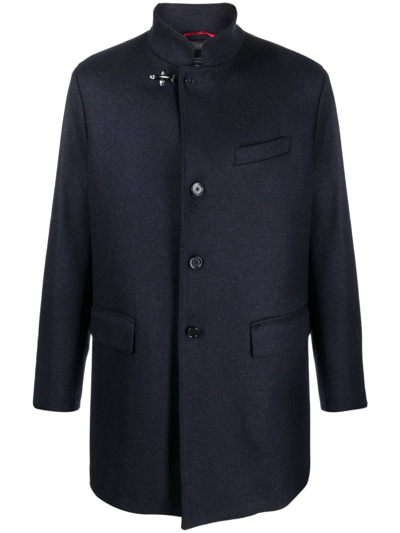 Fay Single-breasted Tailored Coat In Blue