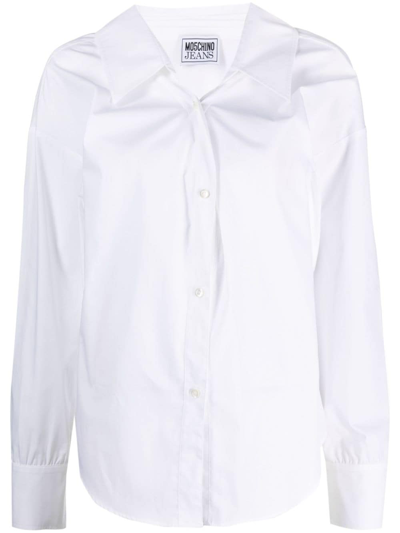 Moschino Jeans Drop-shoulder Cotton Shirt In 0001