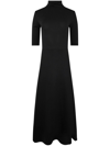 Vince Elbow-sleeve Turtleneck Midi Dress In Black