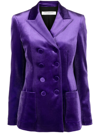 Philosophy Di Lorenzo Serafini Double-breast Satin-finish Blazer In Purple