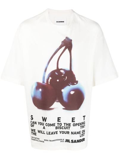 Jil Sander Graphic-print Cotton T-shirt In White