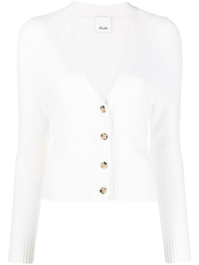 Allude Cashmere Knit Cardigan In White