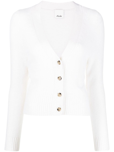 Allude Cashmere Knit Cardigan In Ivory