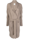 ALLUDE BELTED-WAIST CABLE-KNIT CARDIGAN