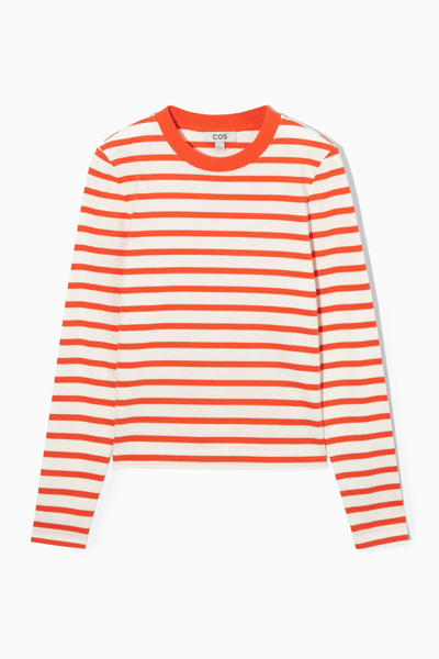 Cos Regular-fit Heavyweight Long-sleeved T-shirt In Orange