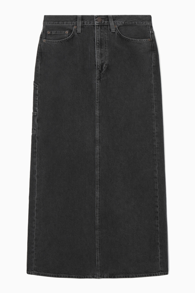 Cos Denim Maxi Skirt In Black