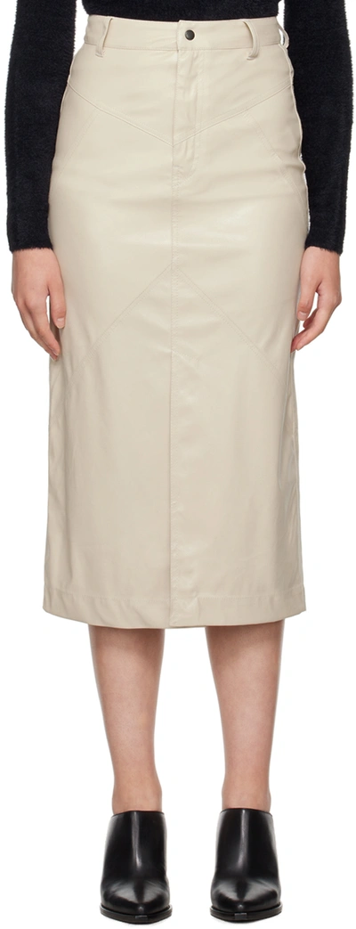 Isabel Marant Étoile Beige Breanne Faux-leather Midi Skirt In 20ck Chalk