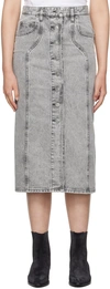 Isabel Marant Étoile Gray Vandy Denim Midi Skirt In 02ly Light Grey