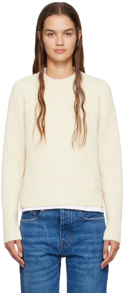 Ami Alexandre Mattiussi Off-white Patch Sweater In Ivory/185