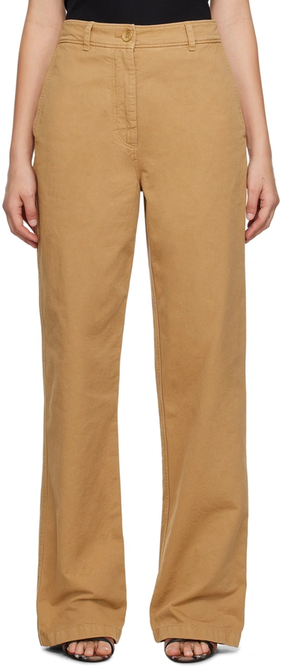 Burberry Tan Four-pocket Trousers In Camel