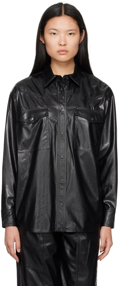 Isabel Marant Étoile Black Berny Faux Leather Shirt