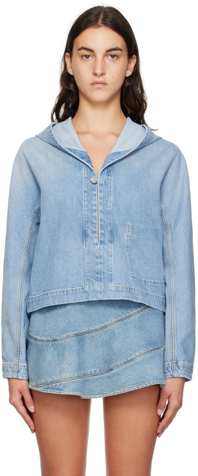 Alaïa Blue Hooded Denim Jacket