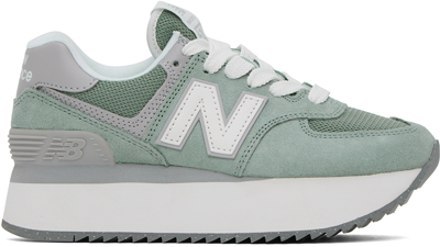 New Balance 574+ Low-top Sneakers In Juniper With Raincloud And White In Gray