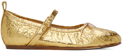 Simone Rocha Classic Pleated Ballerina Flats In Gold