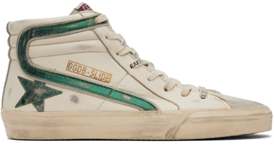 Golden Goose Beige & Green Slide Sneakers In 81997 Beige Ecru'/ic
