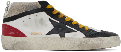 Golden Goose Mid Star Sneakers In White Leather In White/grey/black