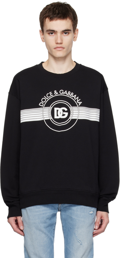 Dolce & Gabbana Black Printed Sweatshirt In Black  