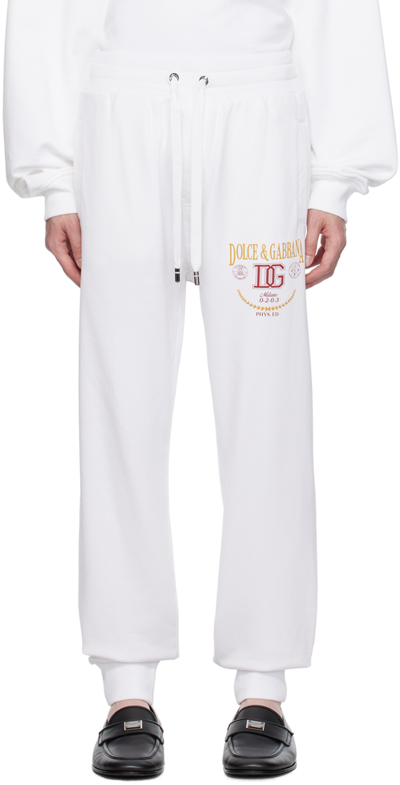 Dolce & Gabbana White Printed Sweatpants In W0800 Optical White